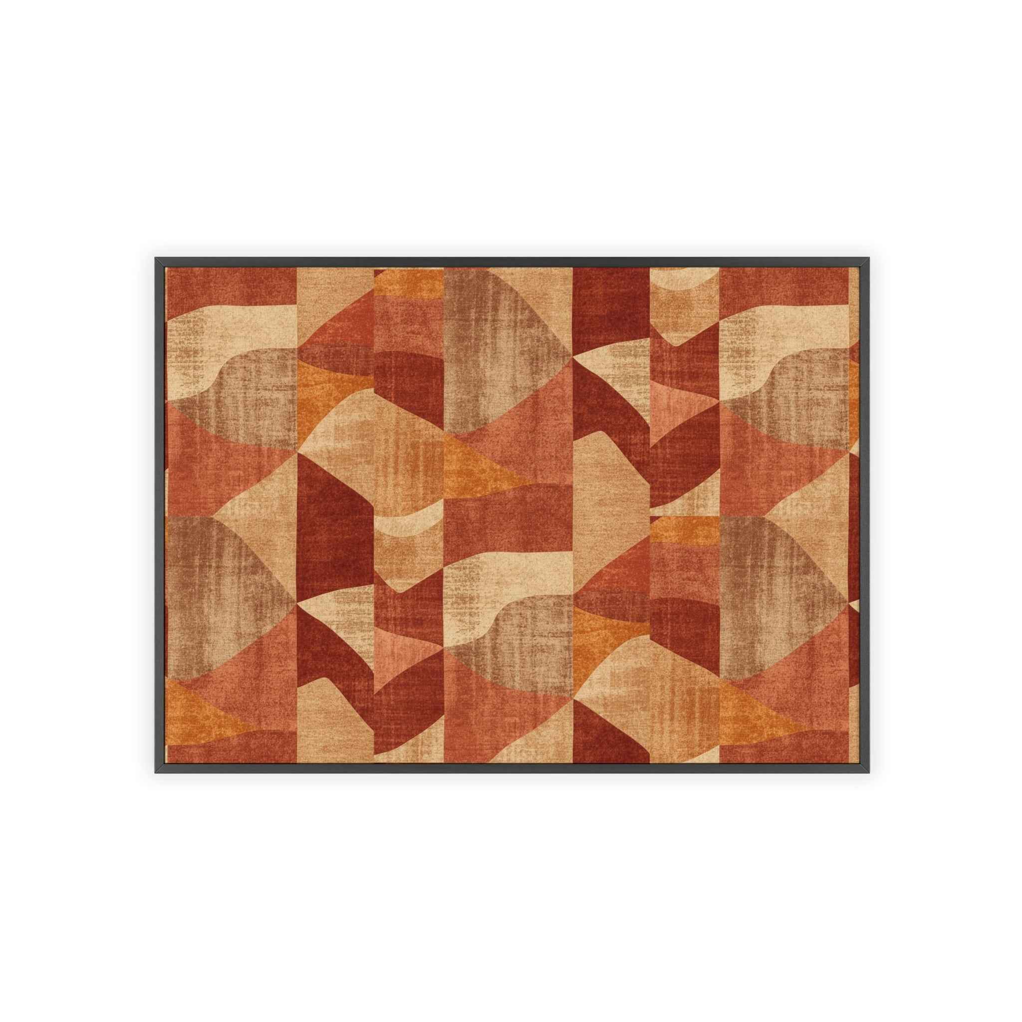 Faux Retro Geometric Poster with Wooden Frame